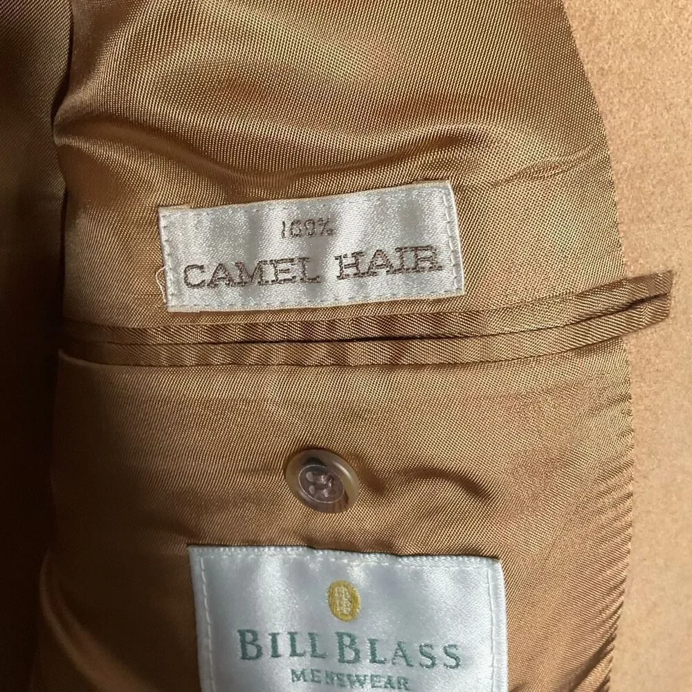 Bill Blass Men’s 42L Camel Hair‎ Blazer Tan Beige Sport Coat Jacket Two 2 Button